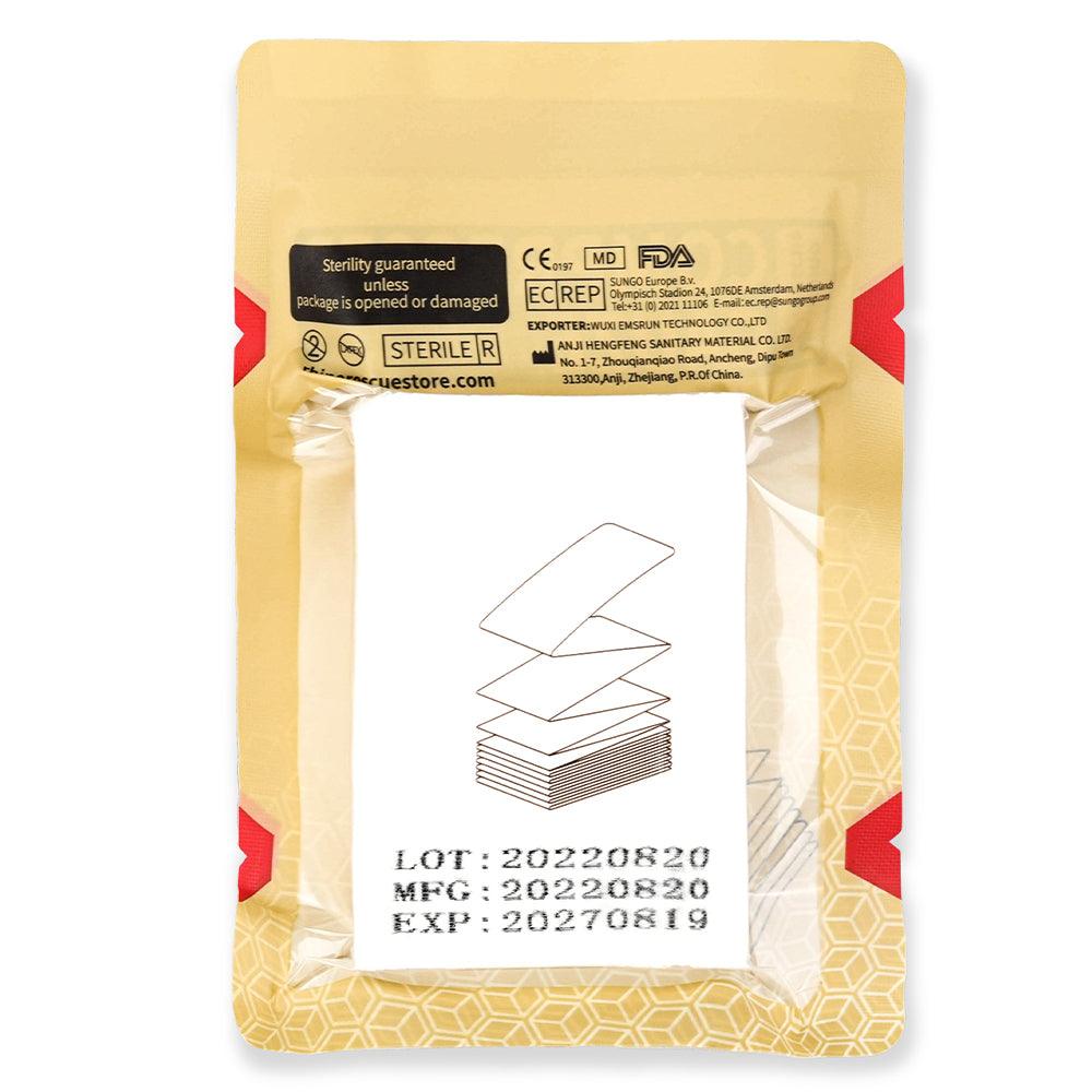 Sterile Compressed Gauze for Emergency Wound Dressing, FSA HSA Eligible, First Aid and Trauma Kit, 6 Pack